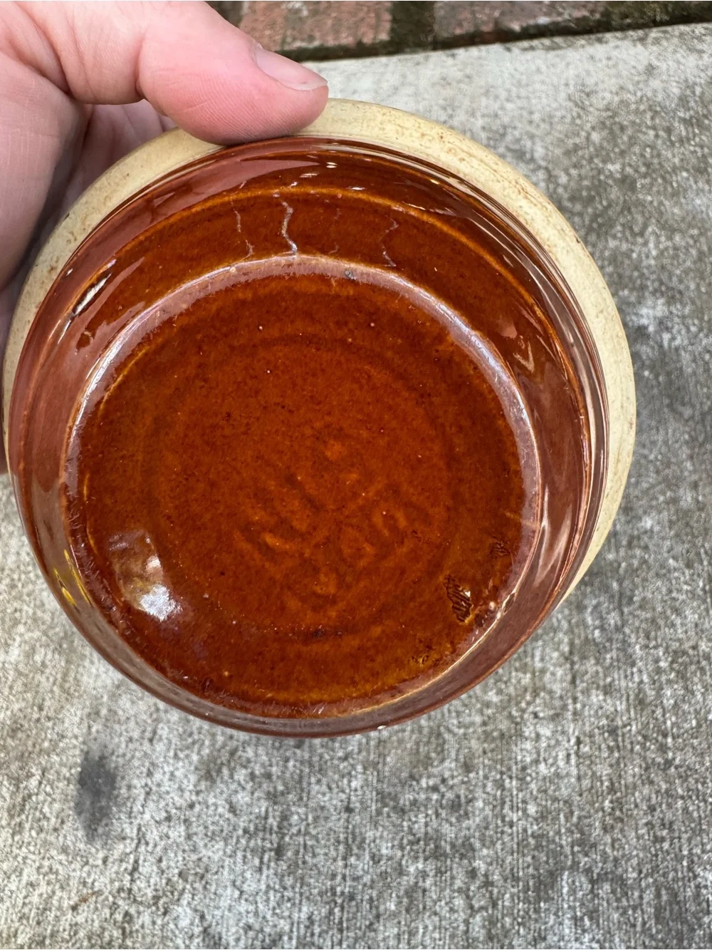 Brown Glazed Ceramic Bowl with Natural Rim